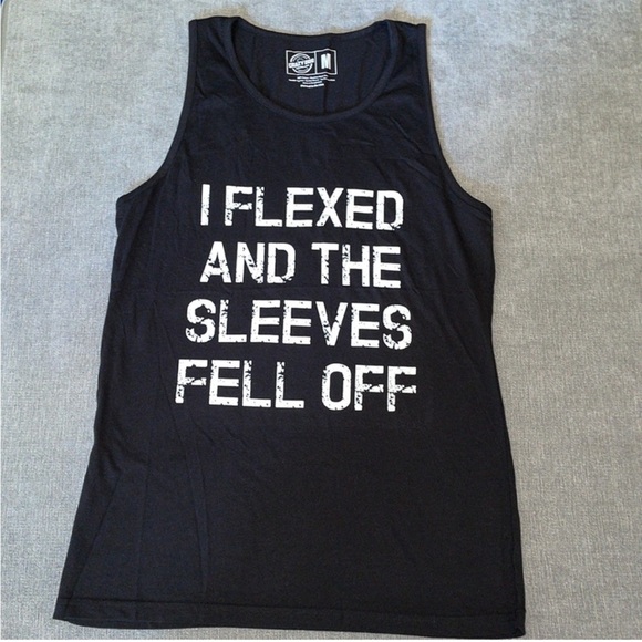 Crazy Dog T-Shirts - I Flexed And The Sleeves Fell Off Black Tank Top - Picture 6 of 8